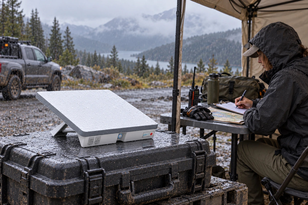 Outdoor scene 08 — Approved illustrative rainy outdoor setup