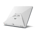Product — E100 Prime battery fitted behind Starlink Mini, with folding stand deployed and both input covers closed